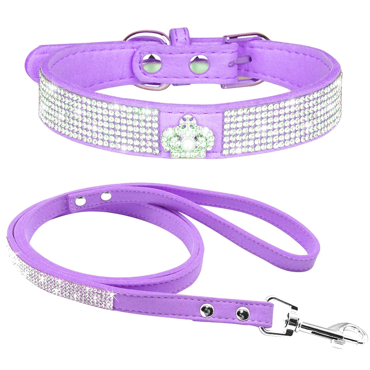 Rhinestone Dog Collar, Cute Dazzling Sparkling Soft Suede Leather Dog Cat Rhinestone Collar Crystal Diamond Pet Dog Puppy Collar (XS, Blue-1)