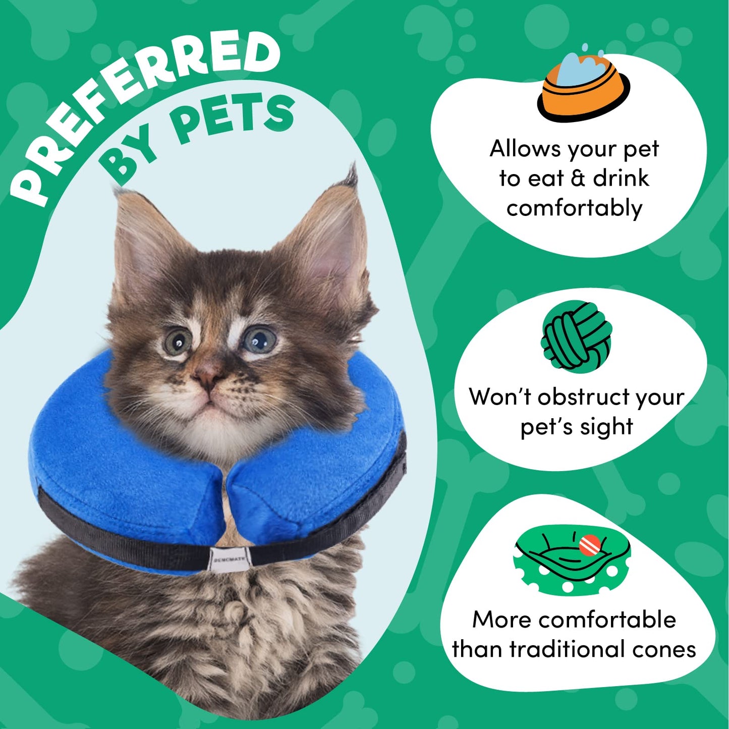 BENCMATE Protective Inflatable Collar for Dogs and Cats - Soft Pet Recovery Collar Does Not Block Vision E-Collar (X-Large, Blue)