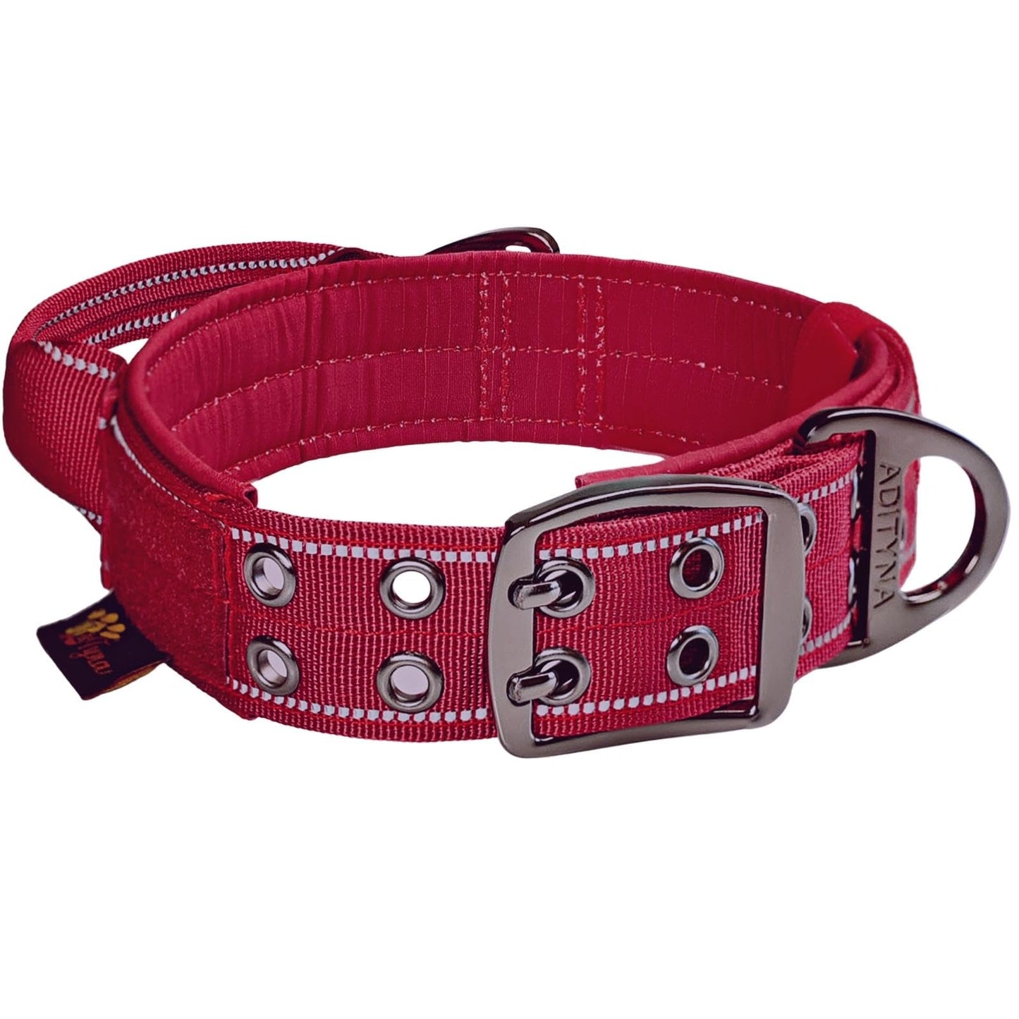 ADITYNA - Heavy Duty Dog Collar with Handle - Thick Dog Collar for Large Dogs - Wide, Reflective, Tactical, Soft Neoprene Padded - Perfect Dog Collar for Training and Walking