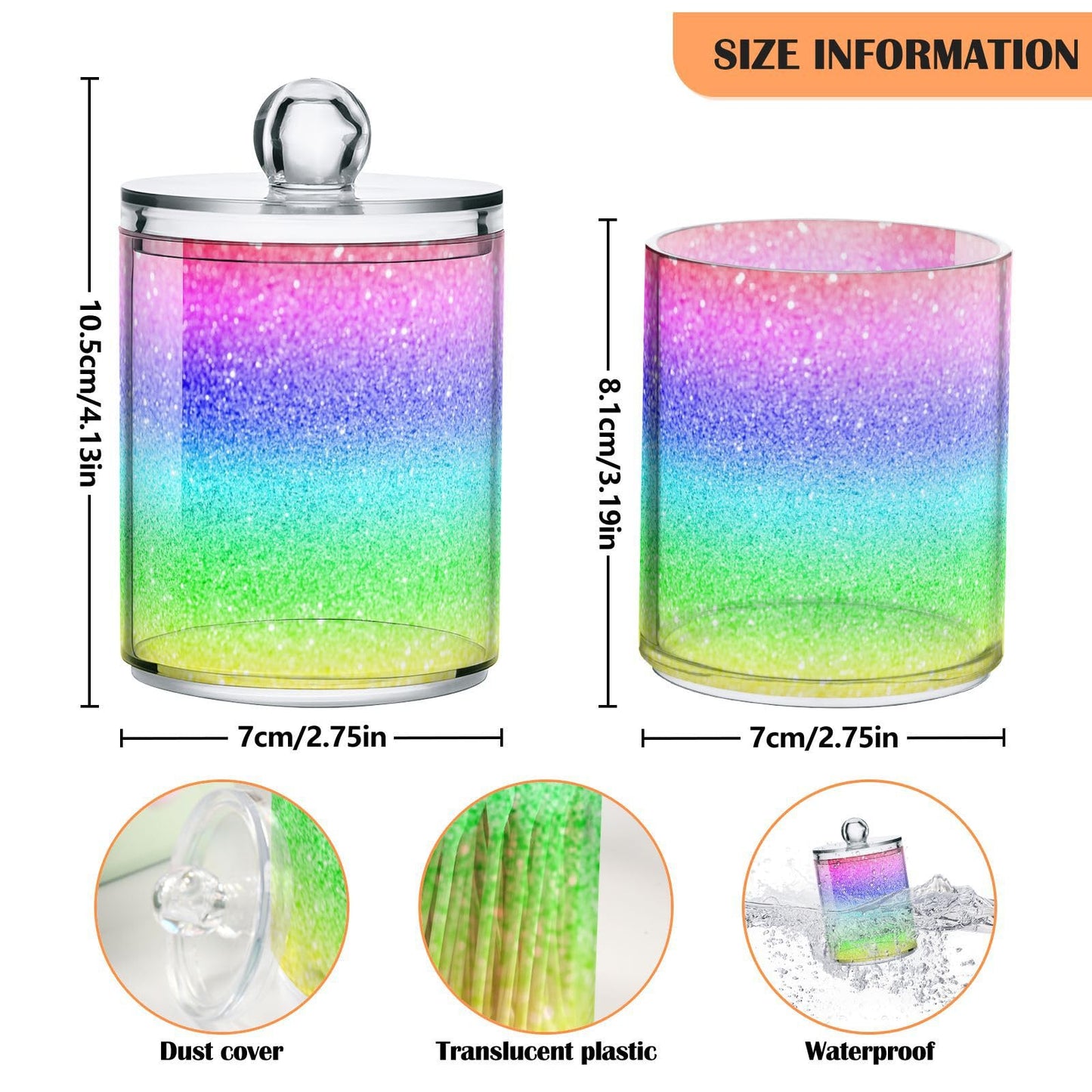 Halloween Skull 2PC Airtight Transparent Plastic Storage Jar, Food Storage Container Glass, Can Store Candy, Salt, Coffee Beans, With lid, Easy To Use