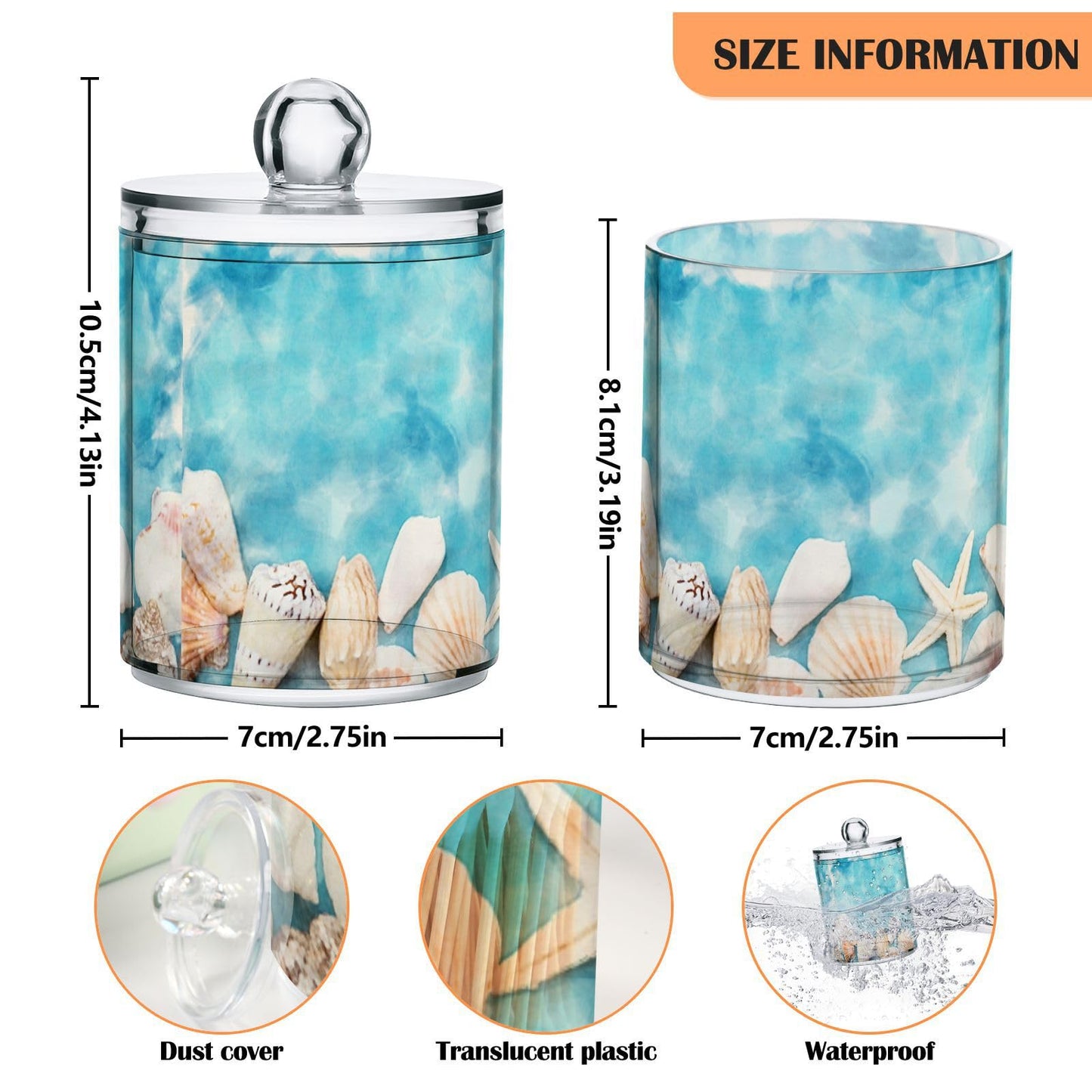 Halloween Skull 2PC Airtight Transparent Plastic Storage Jar, Food Storage Container Glass, Can Store Candy, Salt, Coffee Beans, With lid, Easy To Use