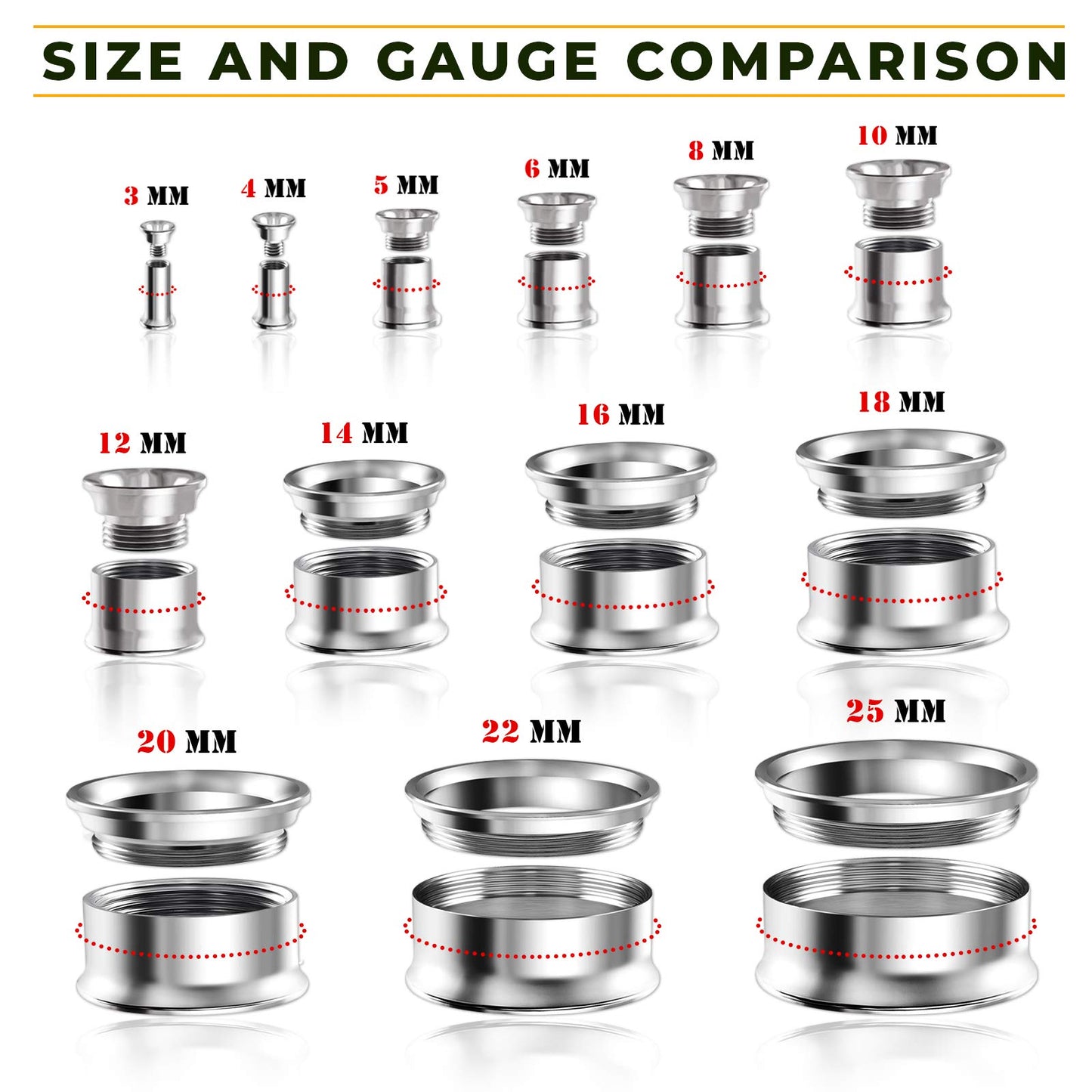 Pair of Internal Screw 316L Surgical Steel Double Flared Saddle Piercing Jewelry Stretcher Ear Plug Earring Lobe flesh Tunnel