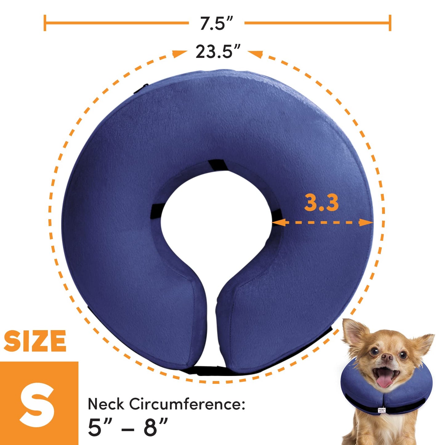 BENCMATE Protective Inflatable Collar for Dogs and Cats - Soft Pet Recovery Collar Does Not Block Vision E-Collar (X-Large, Blue)