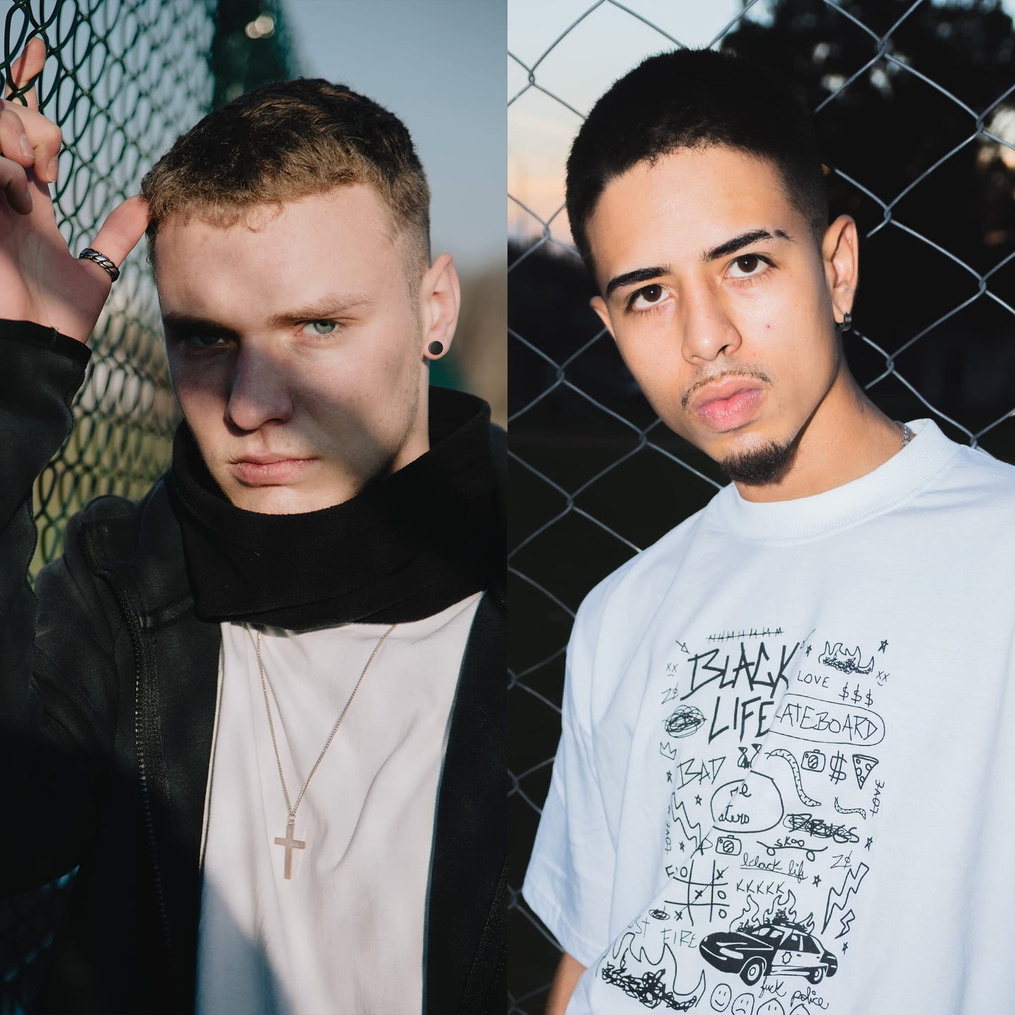 Black Stainless Steel Stud Earrings for Men Women Small Huggie Hoop Earrings Set for Men Cool Goth Punk Earrings Barbell Earrings Black Silver Hoop Cartilage Earring (Classic) (Black Tone)