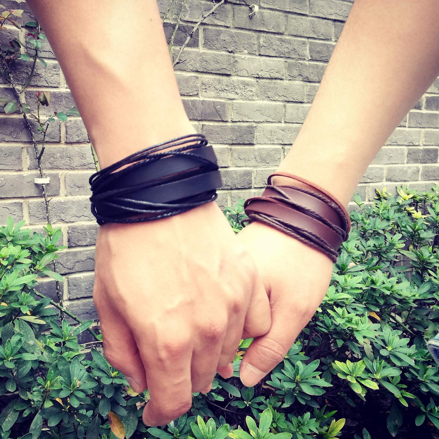 Genuine Leather Bracelet for Women & Men,Unisex Multilayer Leather Adjustable Bracelet Cuff Wrap Multicolor Rope Wristband