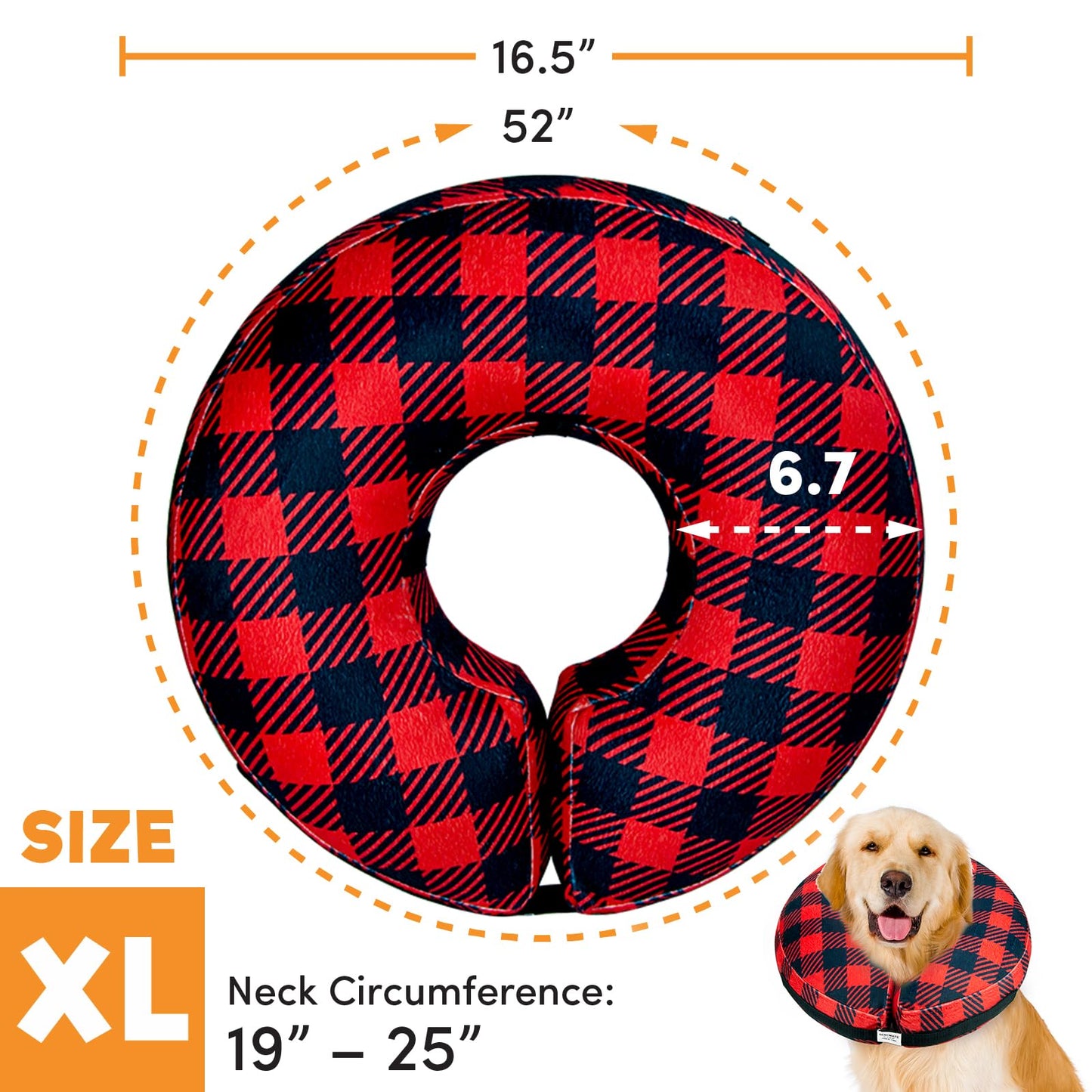 BENCMATE Protective Inflatable Collar for Dogs and Cats - Soft Pet Recovery Collar Does Not Block Vision E-Collar (X-Large, Blue)