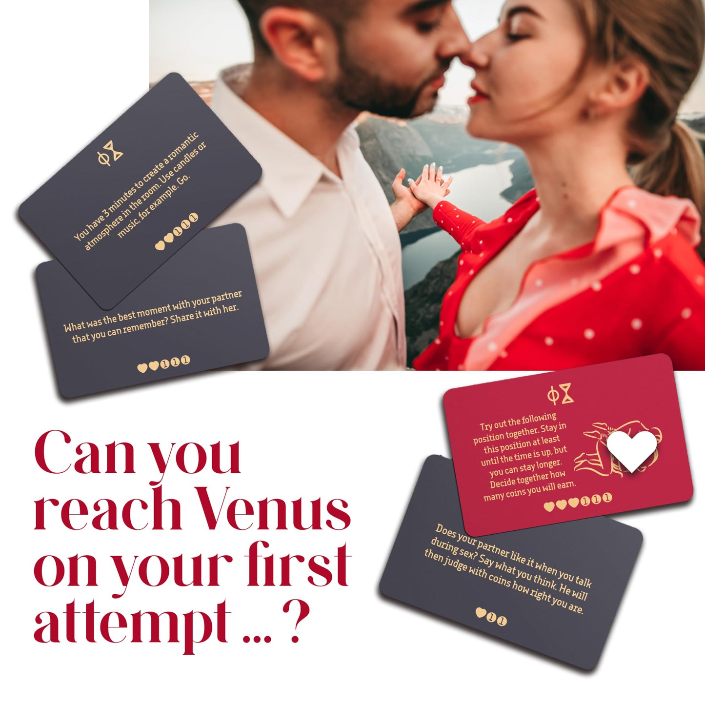 Love Journey to Venus: The Spicy & Romantic Board Game for Adult Couples & Friends, Couple Games for Date Night, Gaming Cards for 2 or more Adults, Love Card for Bedroom (for married couples too)