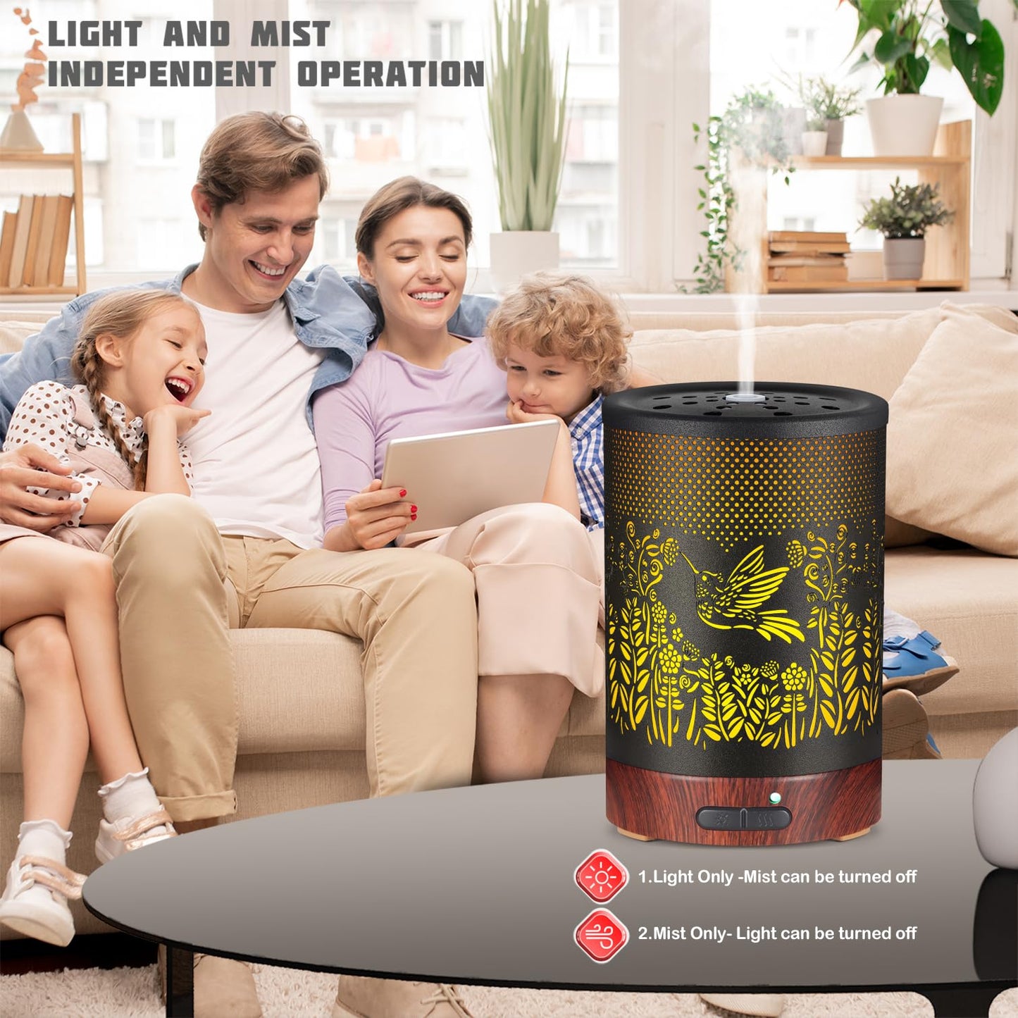Metal Essential Oils Diffuser 150ML Aromatherapy Diffuser Cool Mist Humidifier with 7 Colors Lights Waterless Auto Off Air Diffusers as Gifts for Moms Women Girls (Bigfoot)