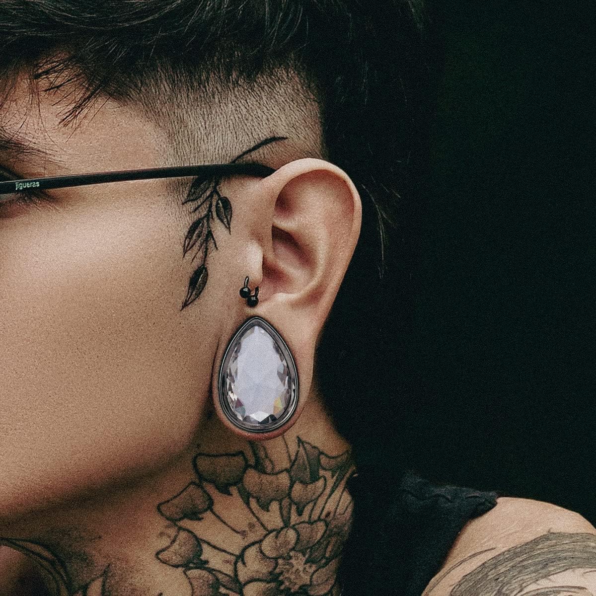 Surgical Steel Teardrop Zircon Double Flared Ear Tunnels and Plugs Stretcher Expander Sold As Pair Gauge 8mm-25mm