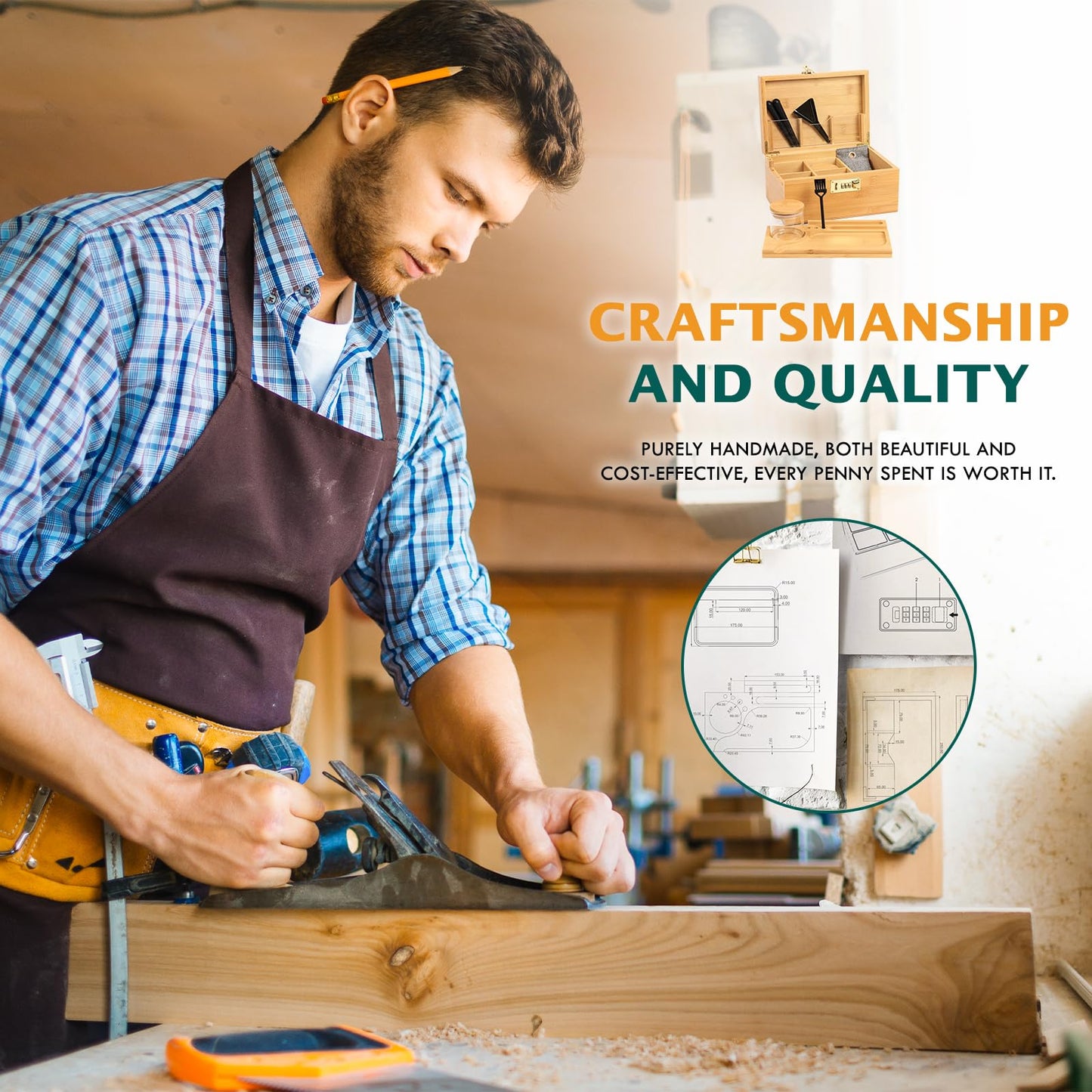 OZCHIN Large Bamboo Box With Combination Lock, 2024 Newest Decorative Home Locking Box Set, Lockable Wooden Storage with Glass Jar Great Gifts for Father's Day(Pink)