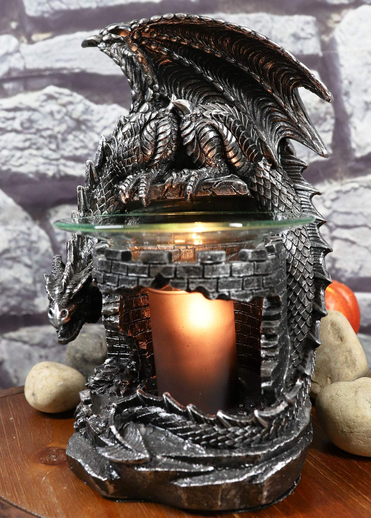 Ebros Smaug Castle Guardian Dragon Electric Oil Diffuser Burner Tart Warmer Aroma Scent Statue 9.5" Tall Figurine Dungeons and Dragons Decorative Decor for Aromatherapy Accessory Halloween Prop