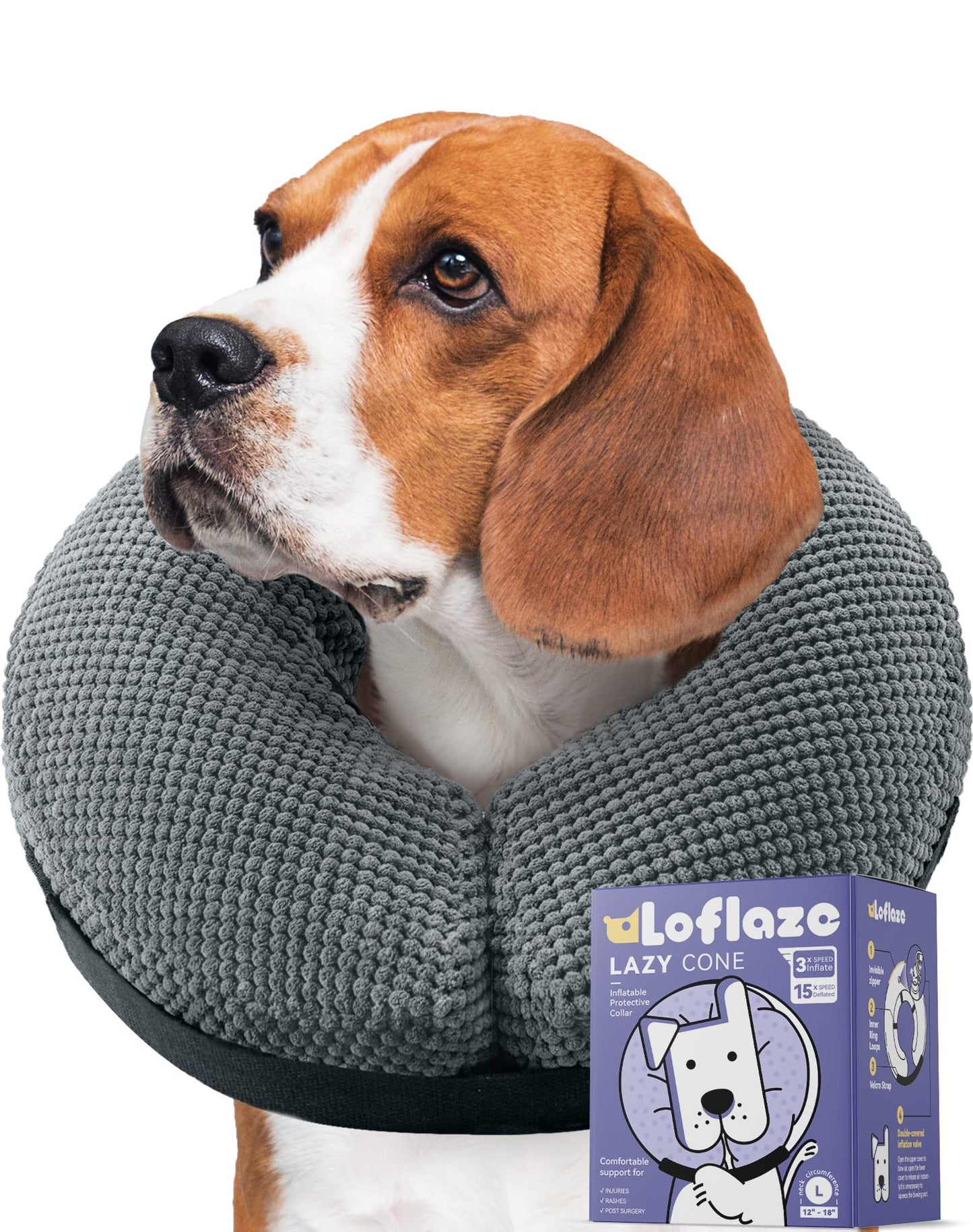 Soft Inflatable Dog Cone Collar for Large Medium Small Dogs Cats After Surgery - Dog Neck Donut, E Collar, Elizabethan Collar Alternatives for Dogs Recovery