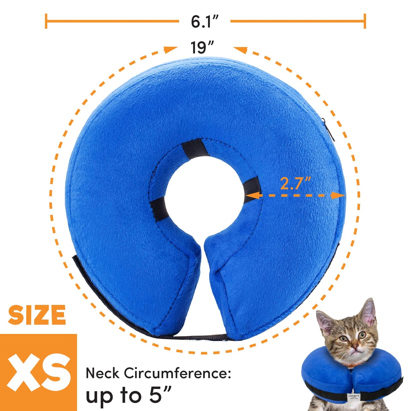 BENCMATE Protective Inflatable Collar for Dogs and Cats - Soft Pet Recovery Collar Does Not Block Vision E-Collar (X-Large, Blue)