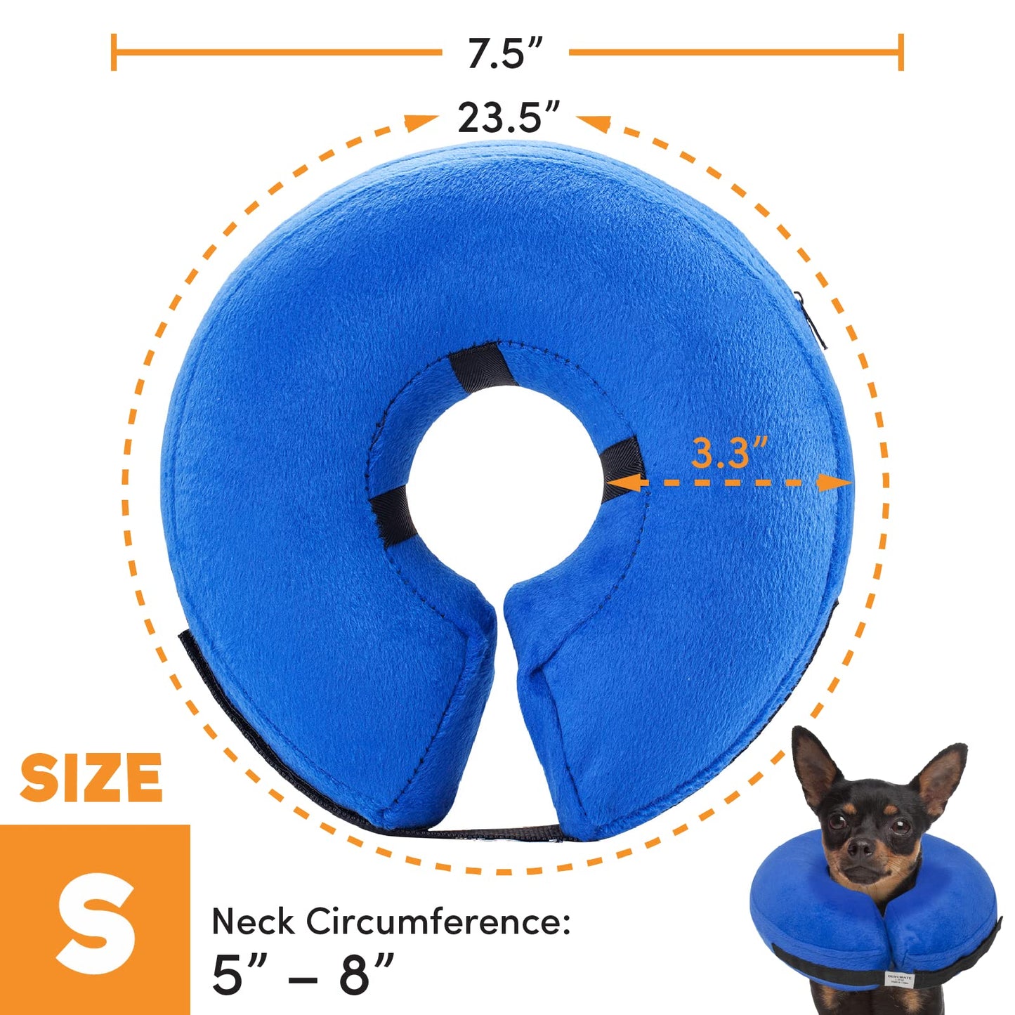 BENCMATE Protective Inflatable Collar for Dogs and Cats - Soft Pet Recovery Collar Does Not Block Vision E-Collar (X-Large, Blue)