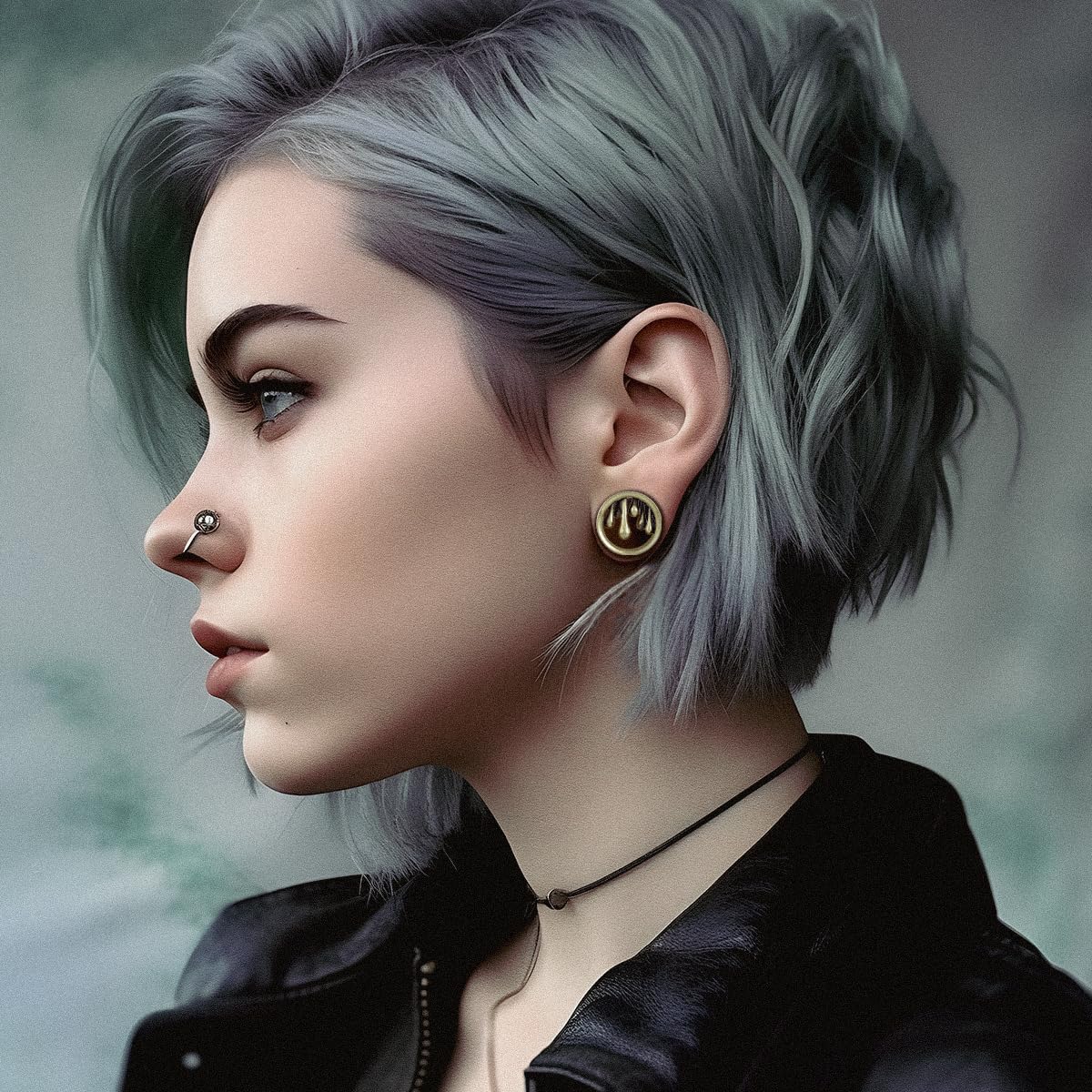 1 Pair Vintage Gauge For Ear Gothic Punk Waterdrop Plug Gauge Dangle Hanger Brass Saddle Tunnels Double Flared Ear Gauge Cool Women Body Piercing Jewelry