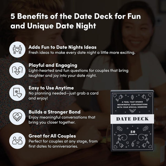 BestSelf Co. Date Deck Exciting, Engaging, and Though-Provoking Conversation Prompts Perfect for Unlocking Connection, Intimacy and Meaningful Discussion — 50 Cards