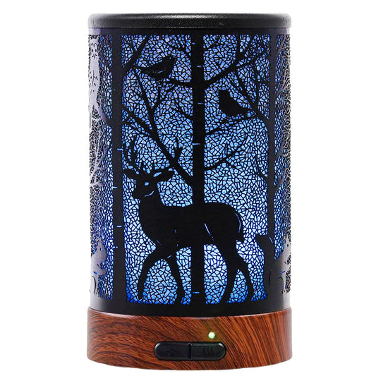 EQUSUPRO Essential Oil Diffuser 150ml Metal Aromatherapy Oil Diffuser Ultrasonic Cool Mist Diffuser with Auto Shut-Off Protection,7 Colors Changed LED for Home Office SPA Yoga (Tree)