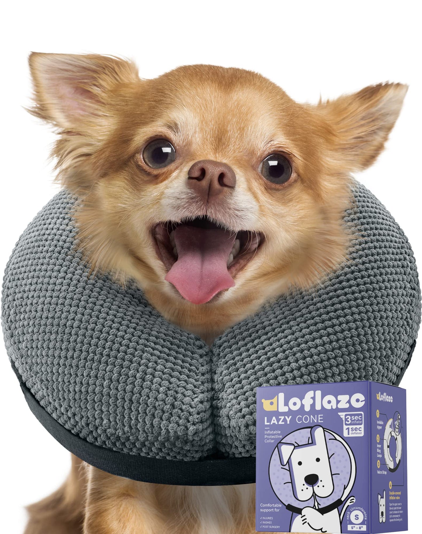 Soft Inflatable Dog Cone Collar for Large Medium Small Dogs Cats After Surgery - Dog Neck Donut, E Collar, Elizabethan Collar Alternatives for Dogs Recovery