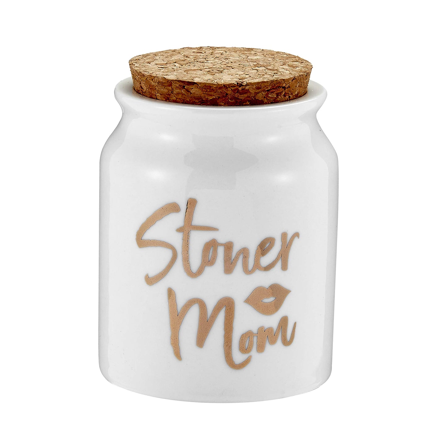 FASHIONCRAFT 88070 Stoner Girl Stash Jar – White with Gold Letters, Novetly Stash Jar, Herb Jar