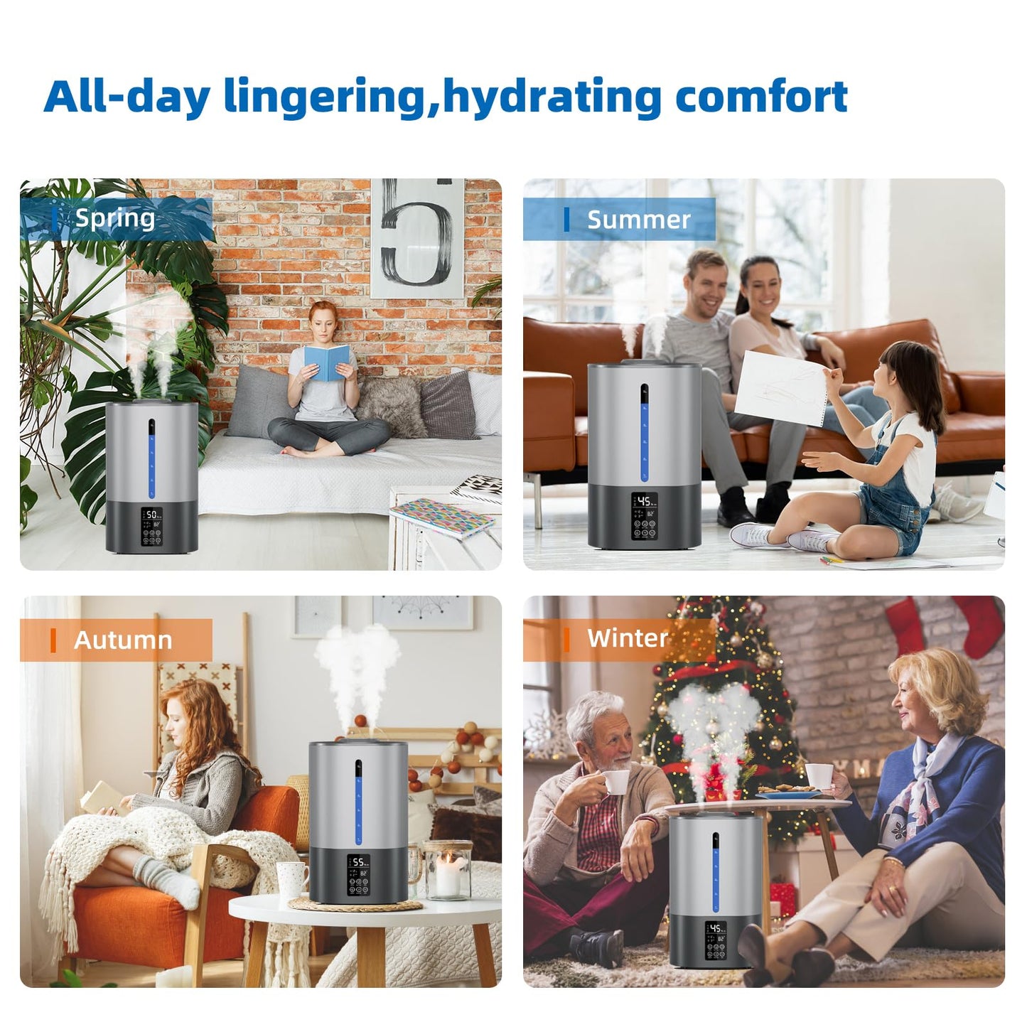 6L Humidifiers for Bedroom Large Room Home, Cool and Warm for Baby and Plants Mist Top Fill Desk Humidifiers Essential Oil Diffuser, Quiet with Adjustable Mist,360°Nozzle-Black