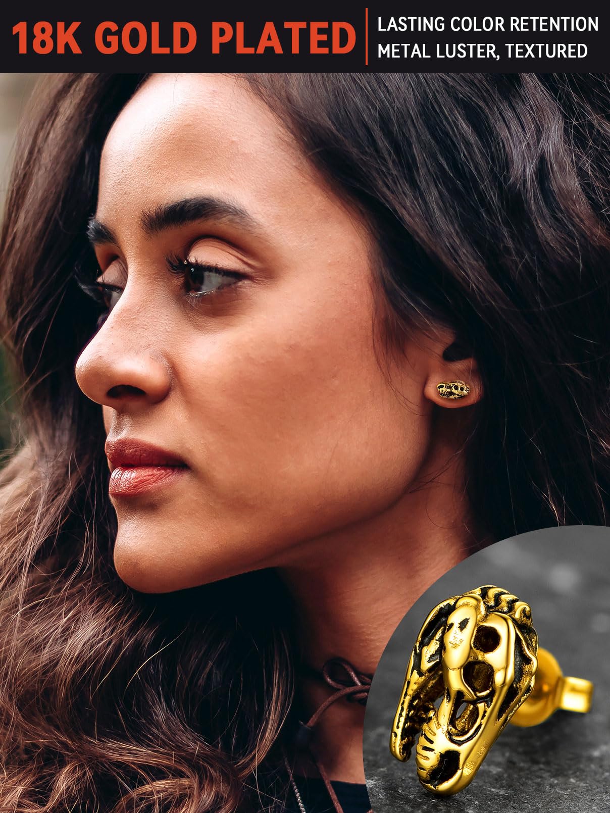 FaithHeart Dragon/Dinosaur/Snake Hoop Earrings for Men, Sturdy Stainless Steel Punk Biker Animals Hypoallergenic Jewelry, Gift Box