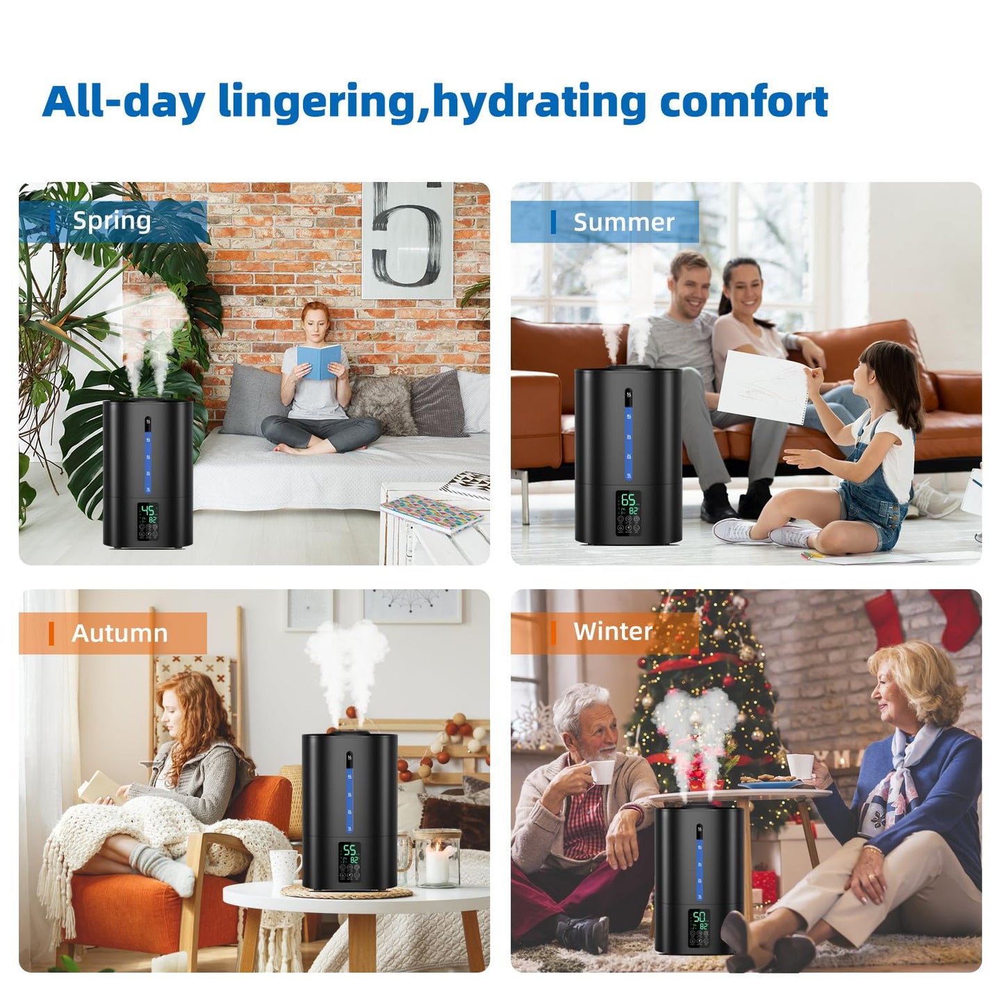 6L Humidifiers for Bedroom Large Room Home, Cool and Warm for Baby and Plants Mist Top Fill Desk Humidifiers Essential Oil Diffuser, Quiet with Adjustable Mist,360°Nozzle-Black