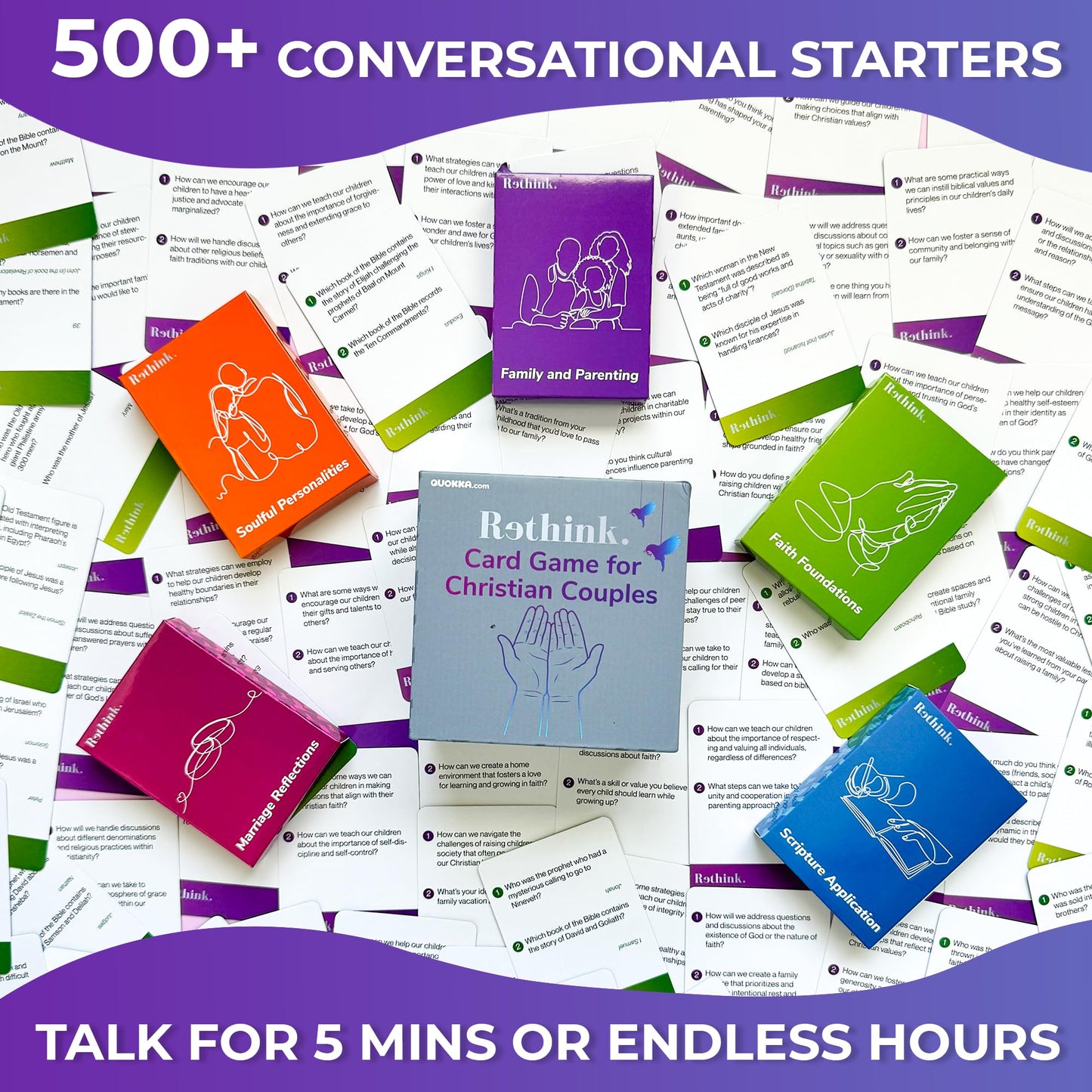 QUOKKA Conversation Cards Game - Christian Couples Edition | Original Version | Religious Gift | Relationship Connection - Great Board Game for Married Husband & Wife
