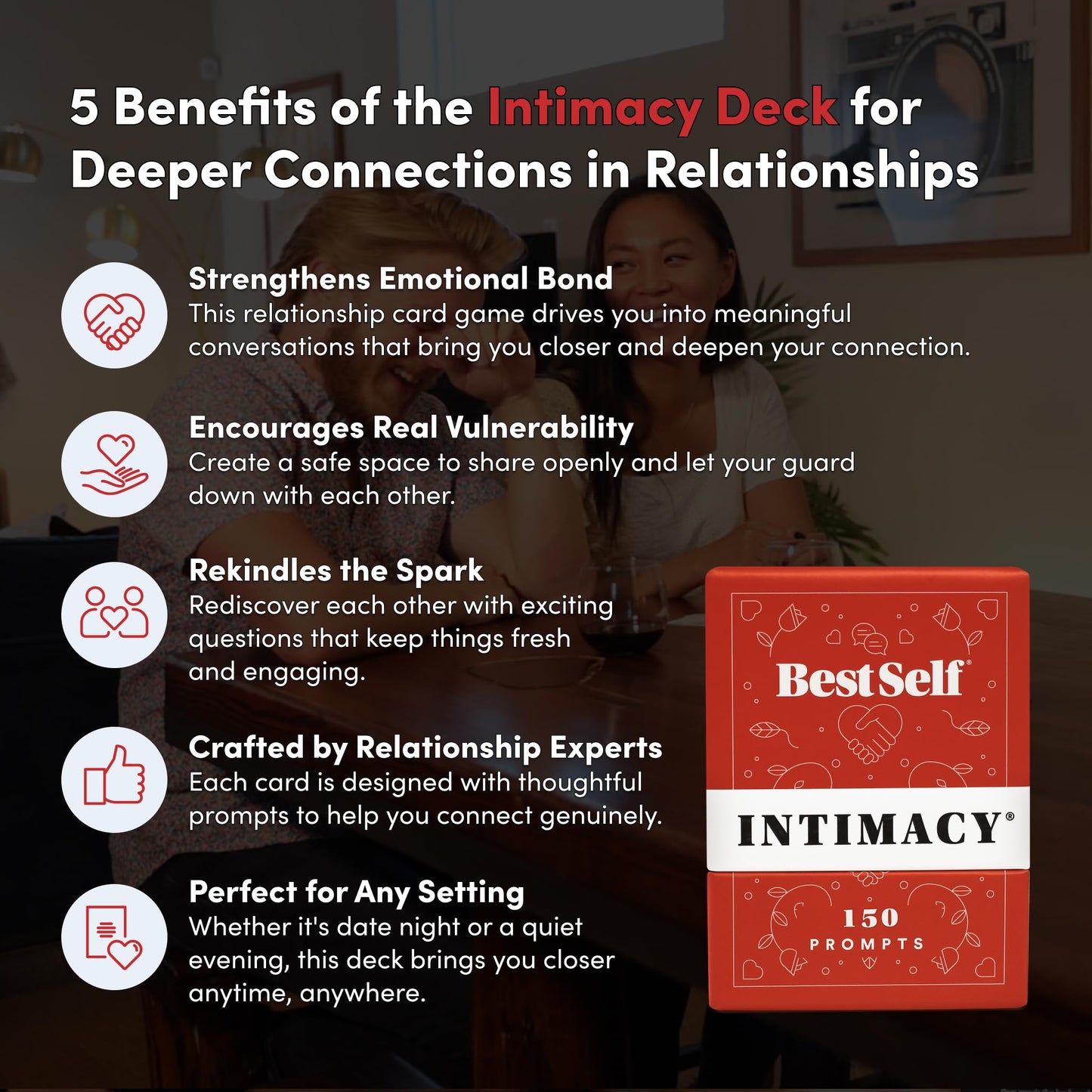 BestSelf Intimacy Deck Expansion Pack, 50 Conversation Starters, Meaningful Couples Game. Perfect Valentine Day Card Games for Couples, Couples Card Games
