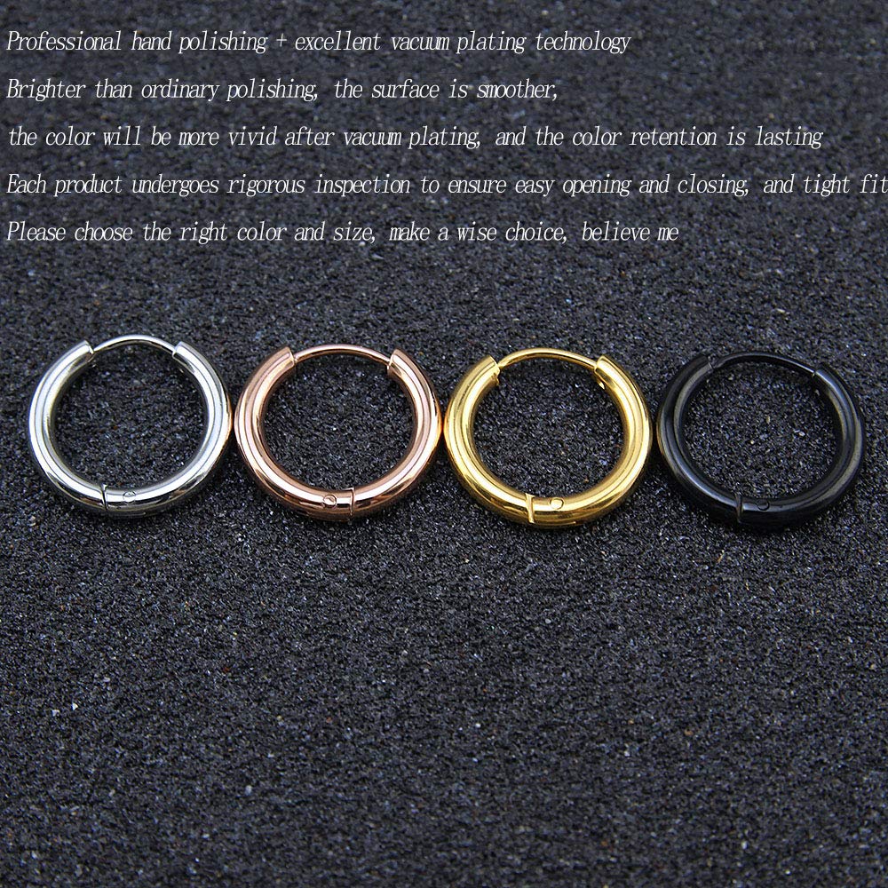316L Surgical Stainless Steel Huggie Hoop Earrings 6mm 8mm 10mm 11mm 12mm 14mm Hypoallergenic Earrings Hoop Cartilage Helix Lobes Hinged Sleeper Earrings For Men Women Girls