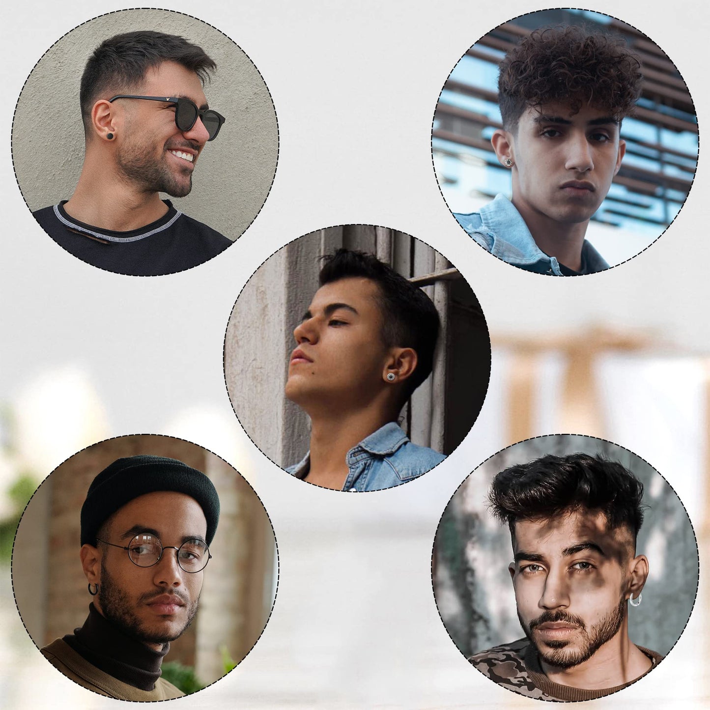 Black Stainless Steel Stud Earrings for Men Women Small Huggie Hoop Earrings Set for Men Cool Goth Punk Earrings Barbell Earrings Black Silver Hoop Cartilage Earring (Classic) (Black Tone)