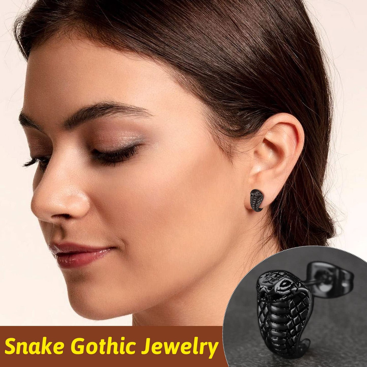 FaithHeart Dragon/Dinosaur/Snake Hoop Earrings for Men, Sturdy Stainless Steel Punk Biker Animals Hypoallergenic Jewelry, Gift Box