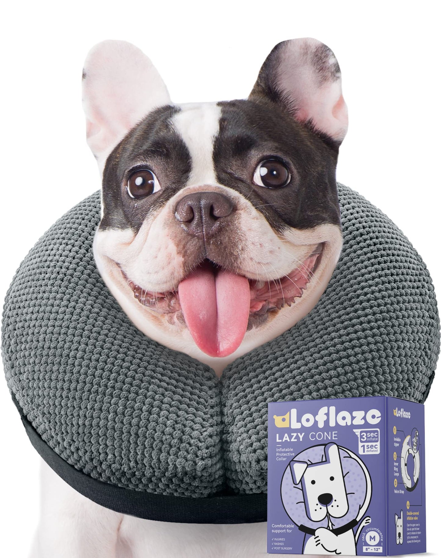 Soft Inflatable Dog Cone Collar for Large Medium Small Dogs Cats After Surgery - Dog Neck Donut, E Collar, Elizabethan Collar Alternatives for Dogs Recovery