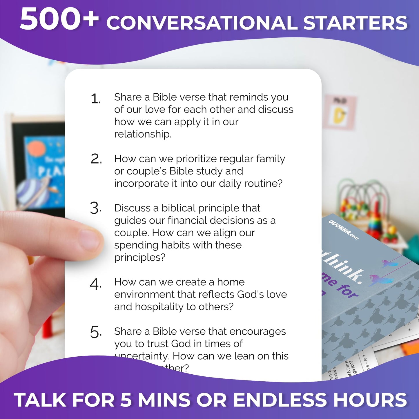 QUOKKA Conversation Cards Game - Christian Couples Edition | Original Version | Religious Gift | Relationship Connection - Great Board Game for Married Husband & Wife