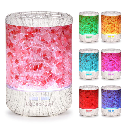 Essential Oil Diffuser, Aromatherapy Diffuser Himalayan Pink Salt Crystal, Diffusers for Essential Oils with 7 Color Lights 2 Mist Mode, Reduce Noise Design for Baby Room 120ml