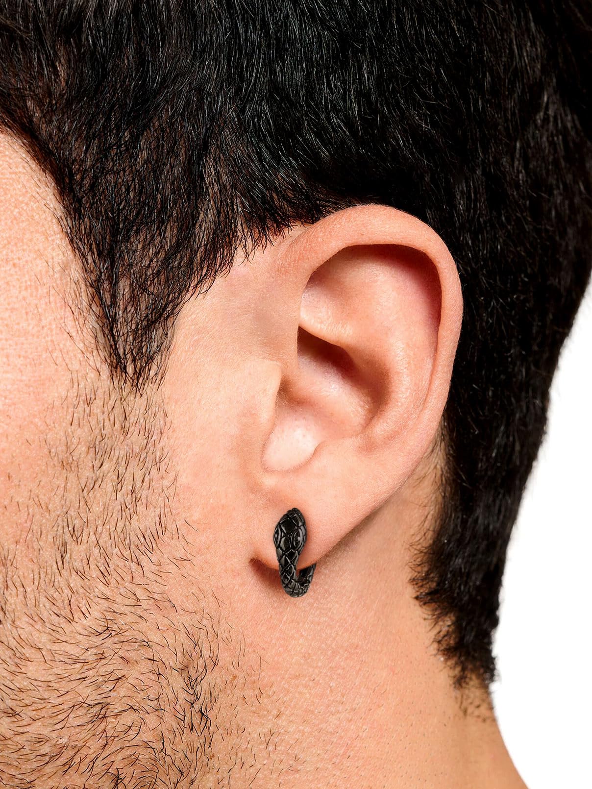 FaithHeart Dragon/Dinosaur/Snake Hoop Earrings for Men, Sturdy Stainless Steel Punk Biker Animals Hypoallergenic Jewelry, Gift Box