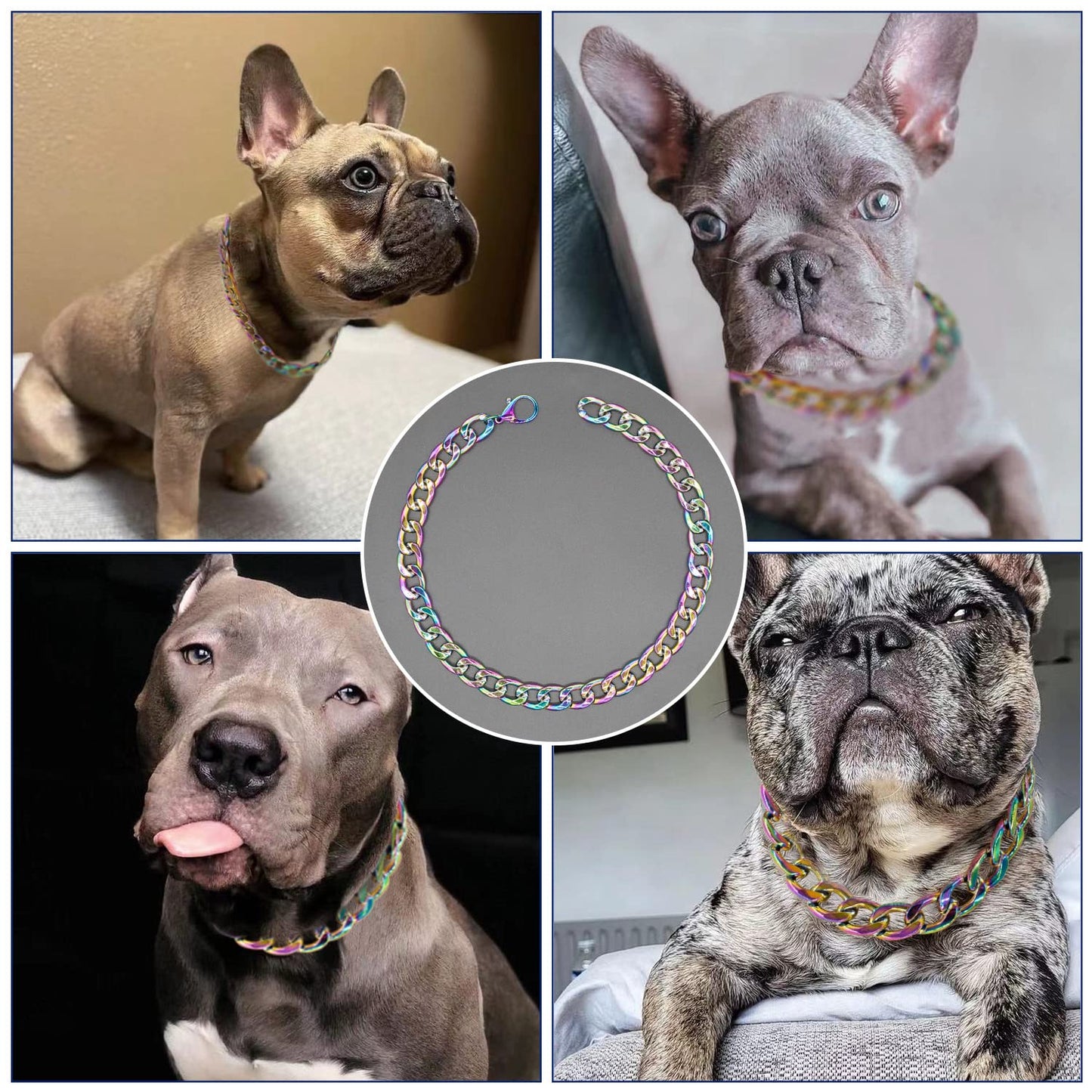 18K Gold Plated Dog Chain Collar-3/4 Inch (20mm) Width Cuban Link Durable Dog Necklace, Cute Fashion Pet Collar for Pit Bulldog, Light Metal Jewelry Bold Chain Puppy Accessories (26 inch, Gold)