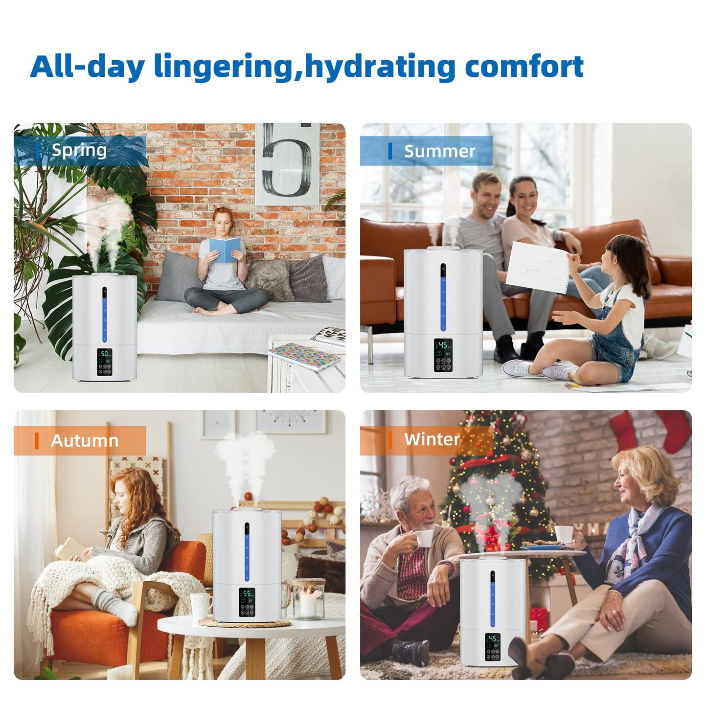 6L Humidifiers for Bedroom Large Room Home, Cool and Warm for Baby and Plants Mist Top Fill Desk Humidifiers Essential Oil Diffuser, Quiet with Adjustable Mist,360°Nozzle-Black