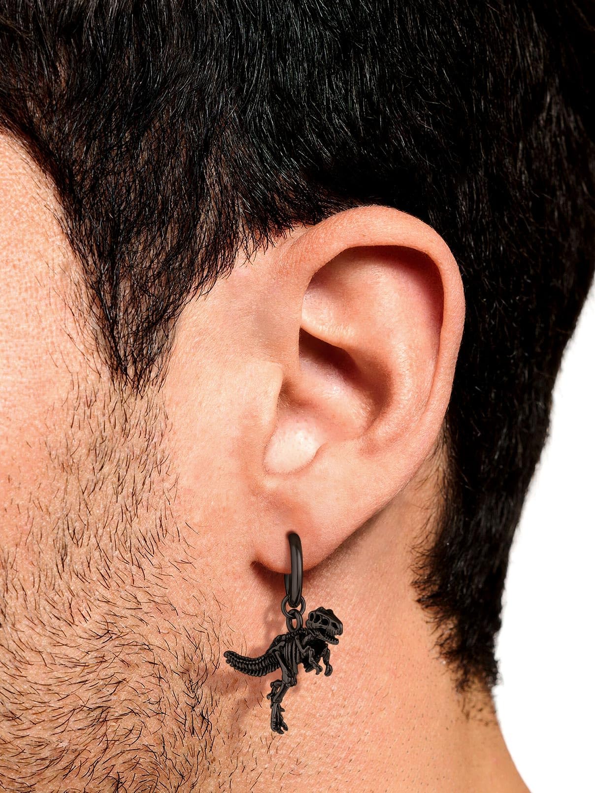 FaithHeart Dragon/Dinosaur/Snake Hoop Earrings for Men, Sturdy Stainless Steel Punk Biker Animals Hypoallergenic Jewelry, Gift Box