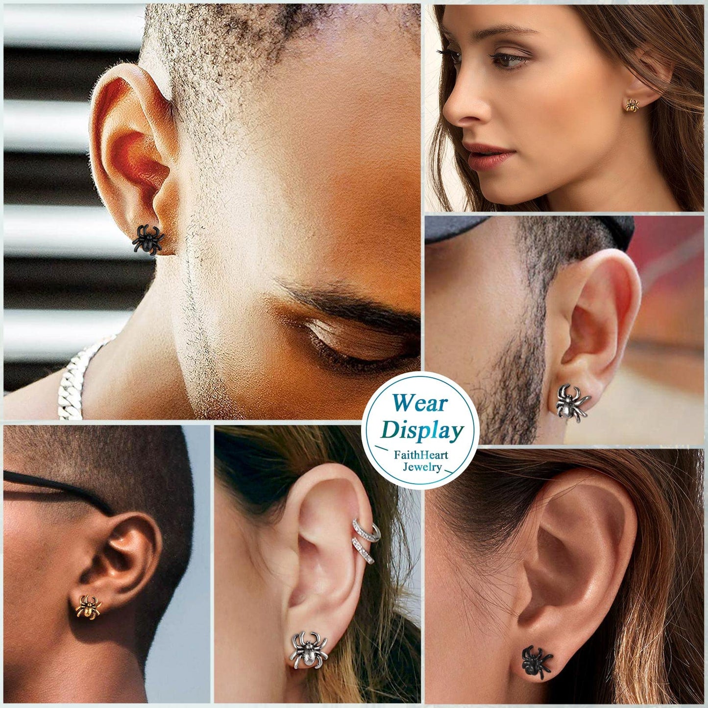 FaithHeart Dragon/Dinosaur/Snake Hoop Earrings for Men, Sturdy Stainless Steel Punk Biker Animals Hypoallergenic Jewelry, Gift Box