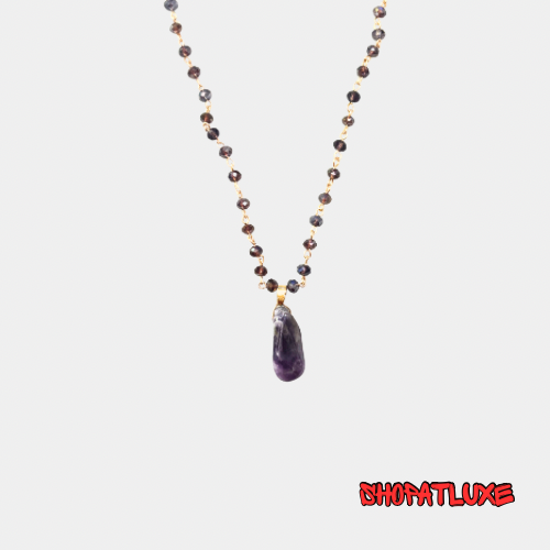 AMETHYST And Crystal BEADED NECKLACE
