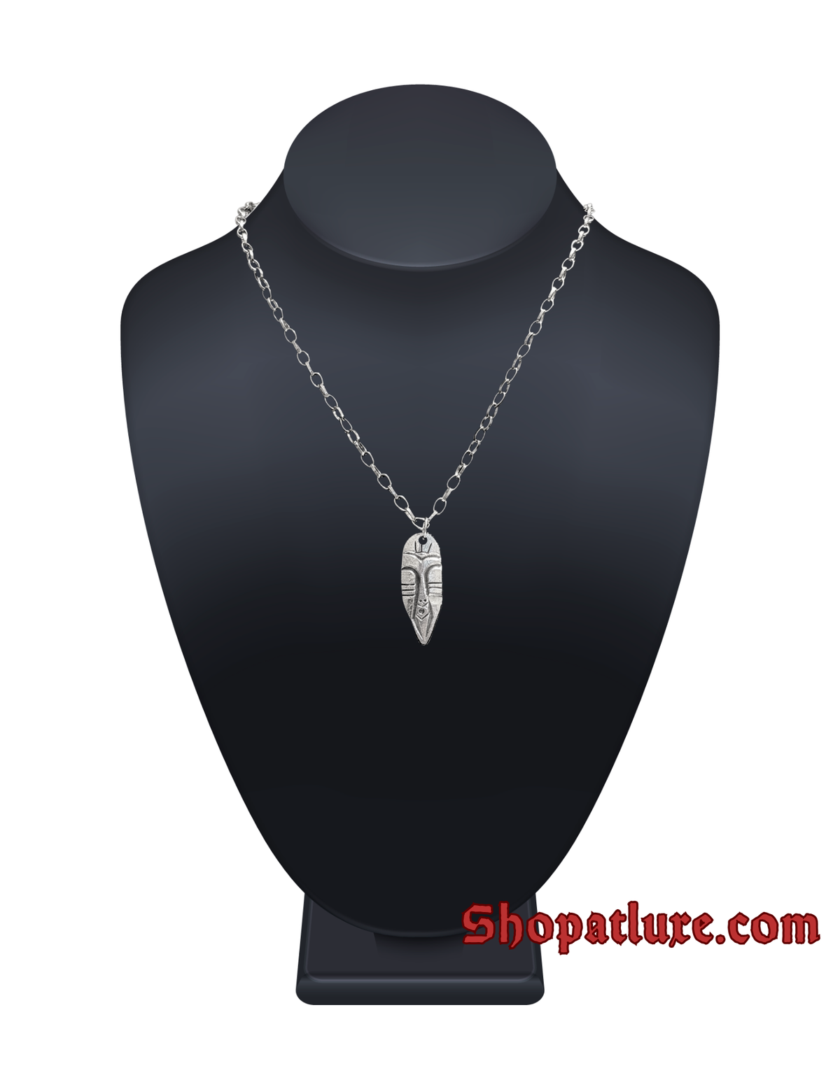Steel Kenyan Batik African Mask Pendant African Mask Necklace