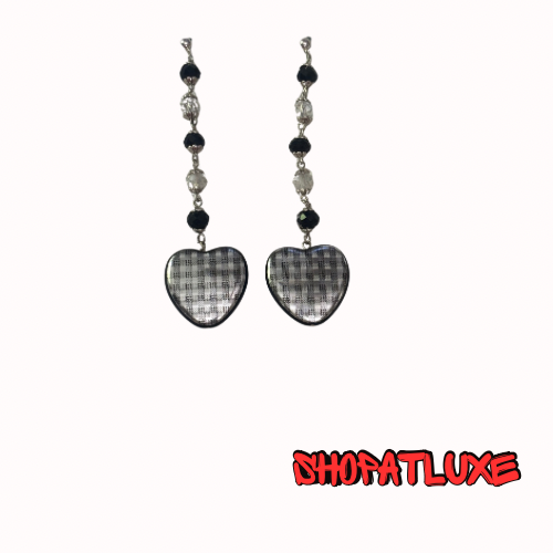 CHECKERBOARD HEART EARRINGS