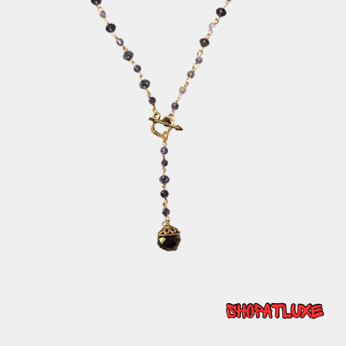 AMETHYST BEADED LARIAT NECKLACE