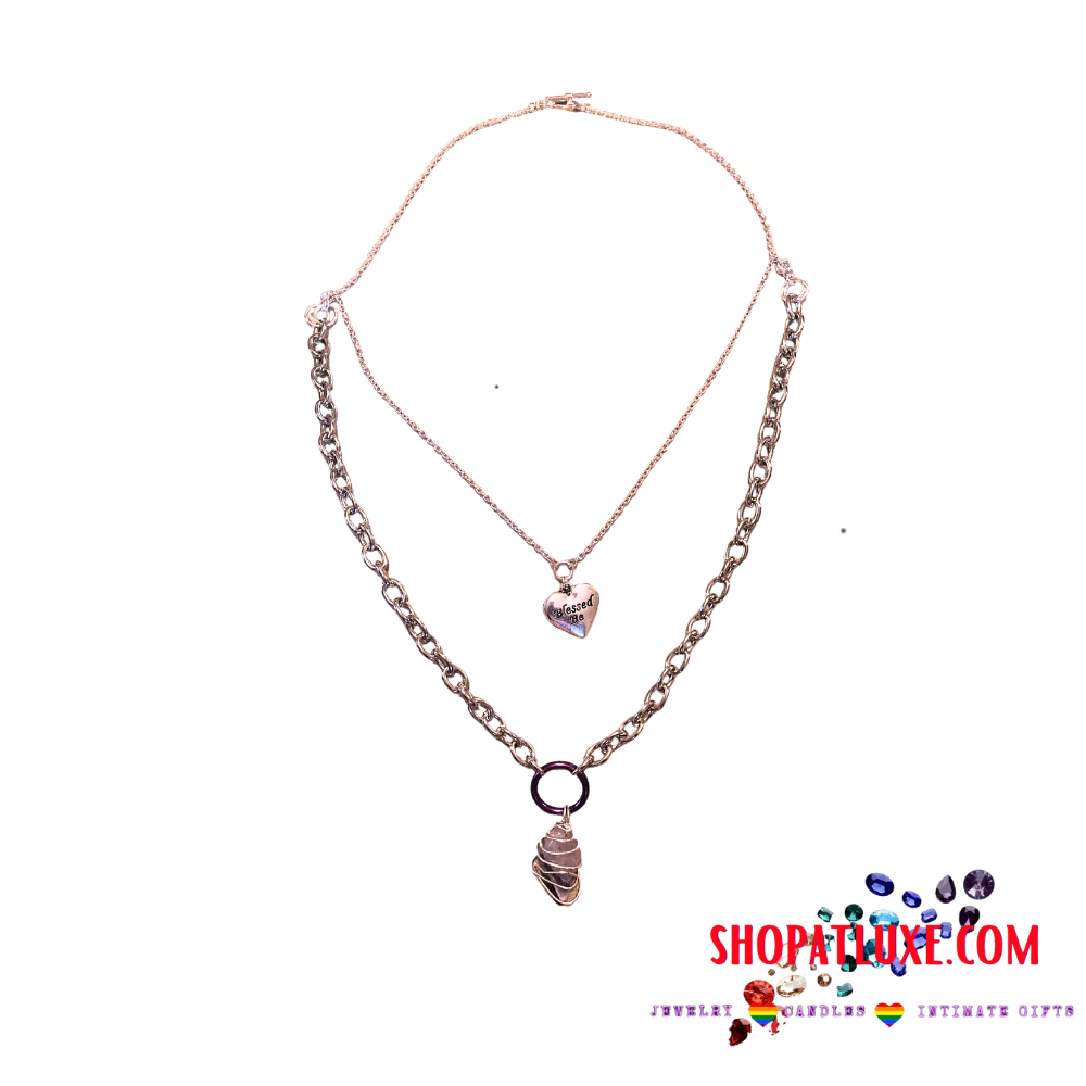 Amethyst Nugget Embellished Two Row Choker