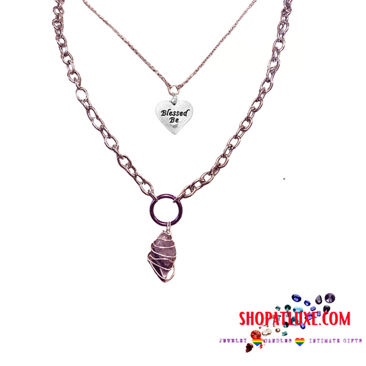 Amethyst Nugget Embellished Two Row Choker