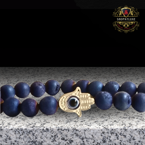 Blue Eye of Horus Lava Rocks Bracelet