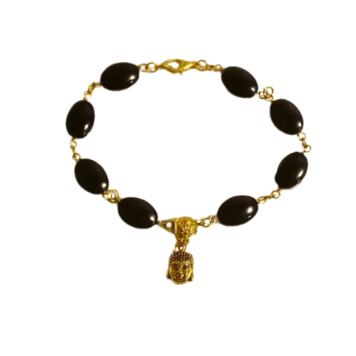 Buddha Gold And Black Beaded Bracelet