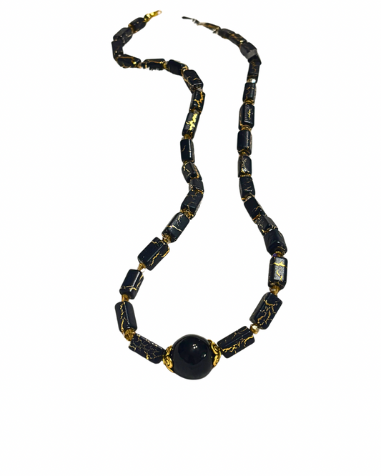 Genuine Onyx Round Hand beaded Beaded Necklace