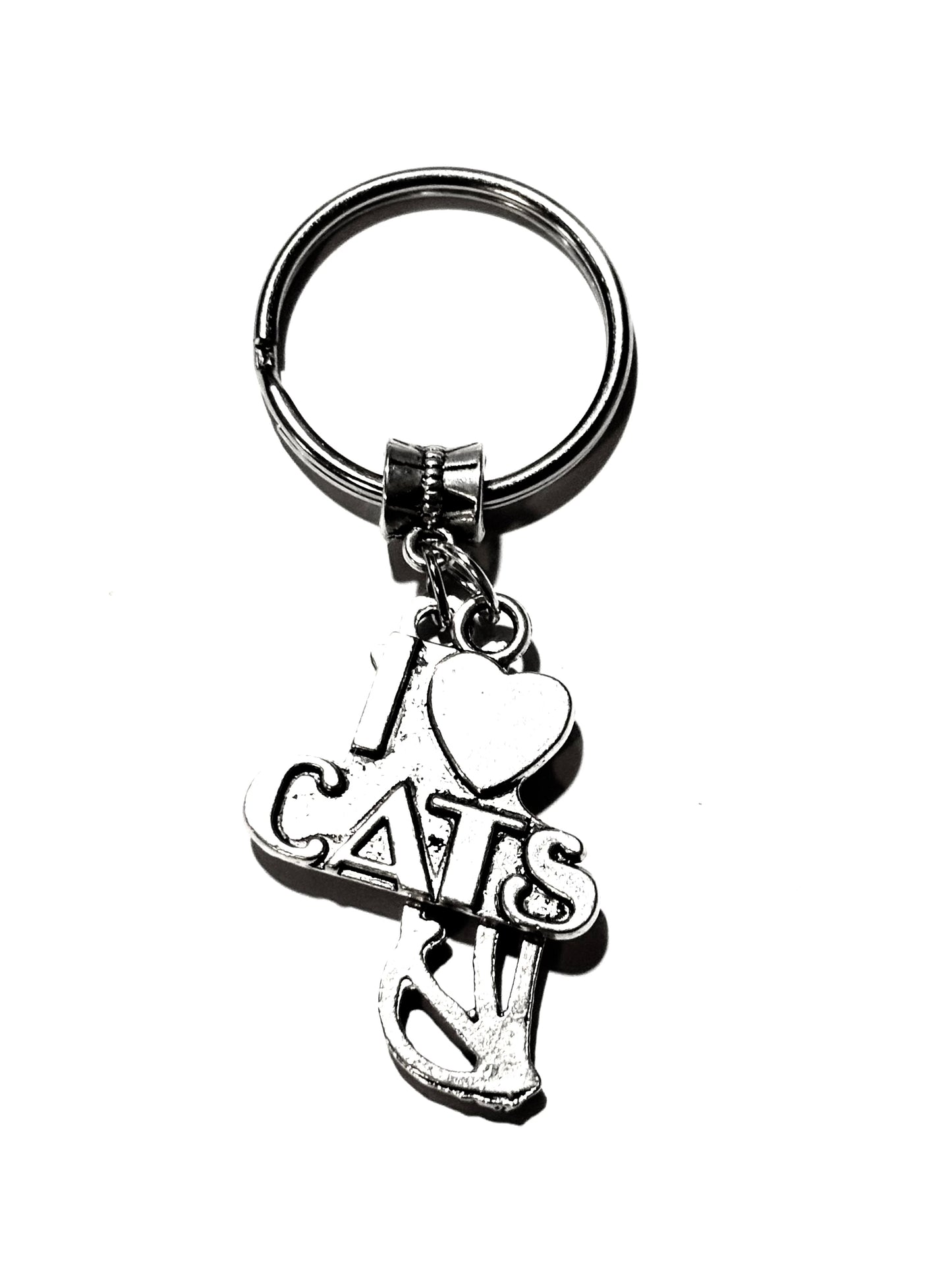 Cat Love Dual Charm Keychain