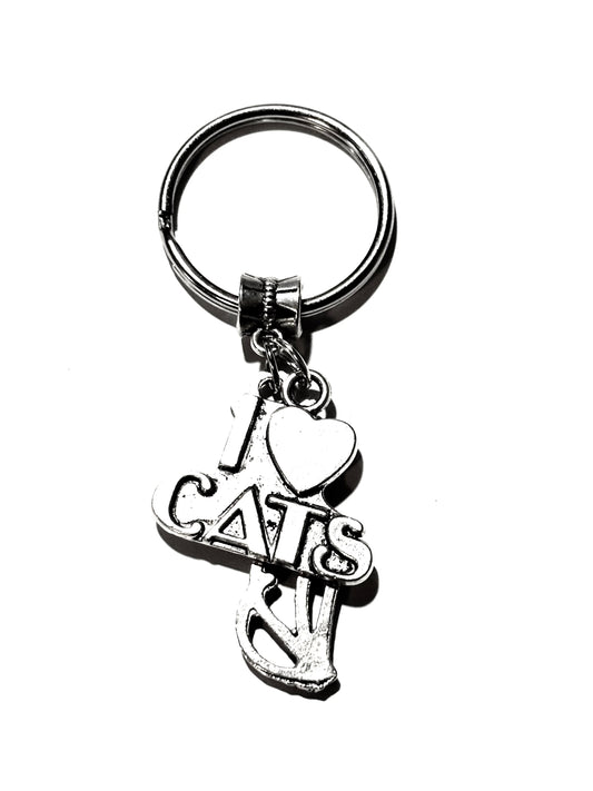 Cat Love Dual Charm Keychain